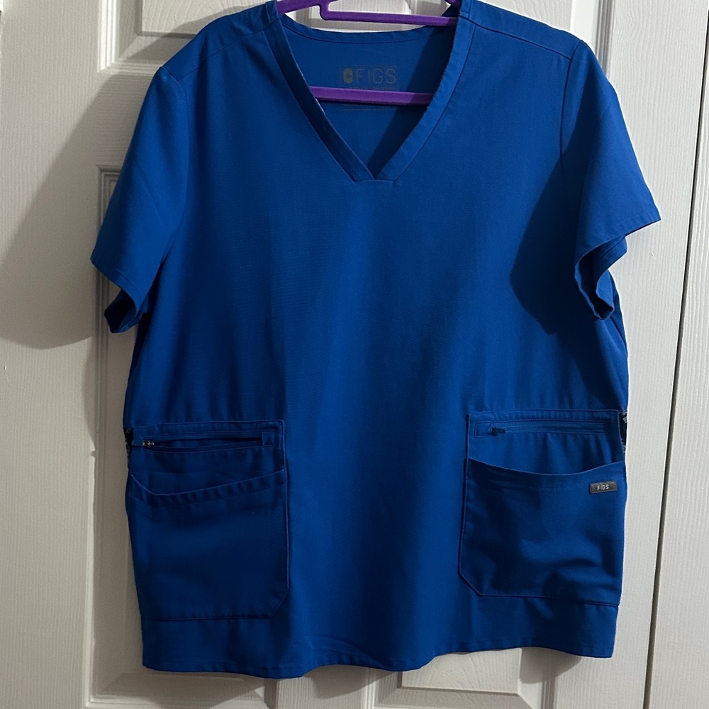 Figs Blue Scrub Top
